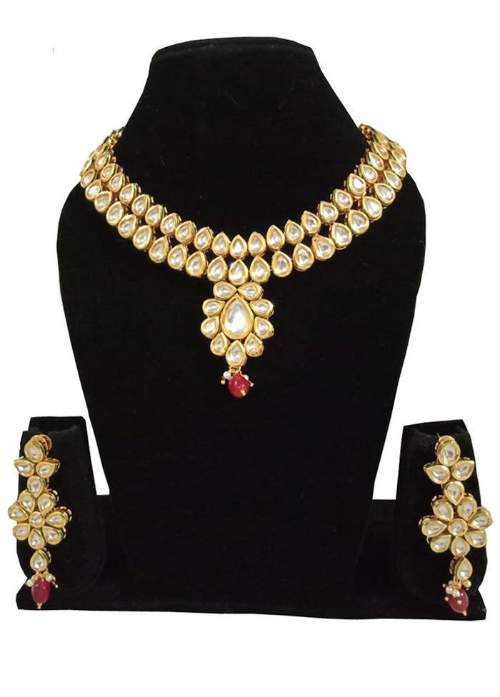 Hand Crafted Base Metal Alloy Gold Plated Kundan Stone Studded Jewellery Sets