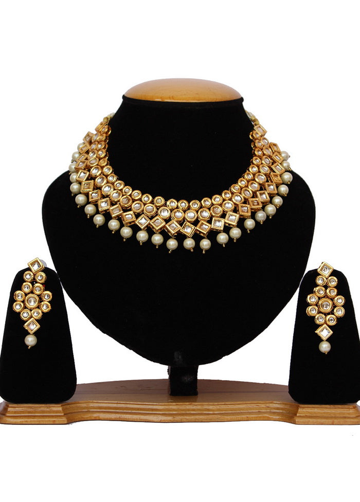 Hand Crafted Base Metal Alloy Gold Plated Kundan Stone Studded Jewellery Sets