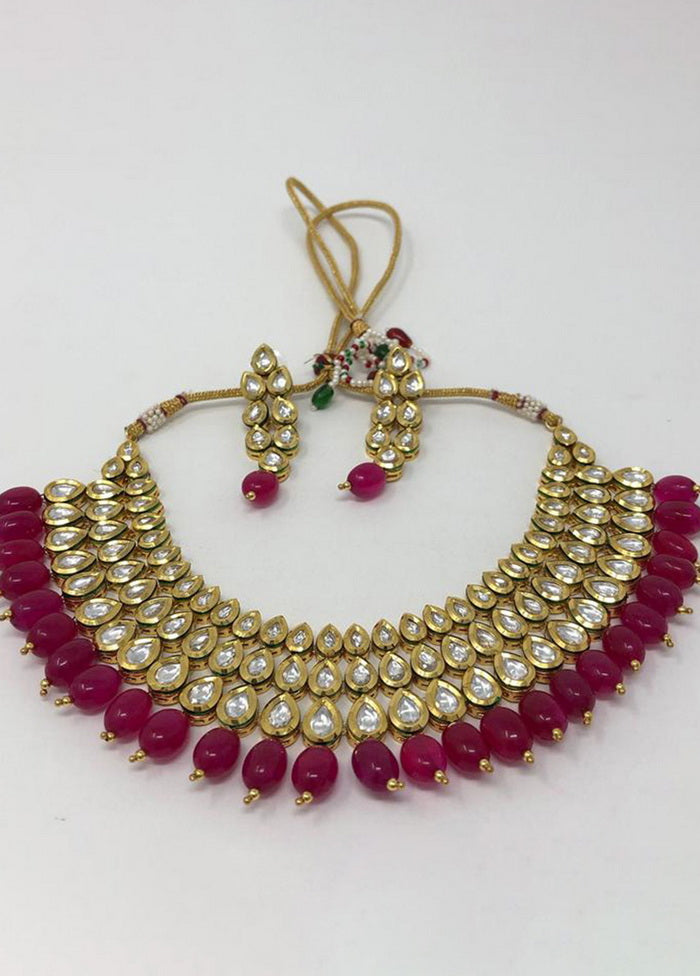 Hand Crafted Base Metal Alloy Gold Plated Kundan Stone Studded Jewellery Sets