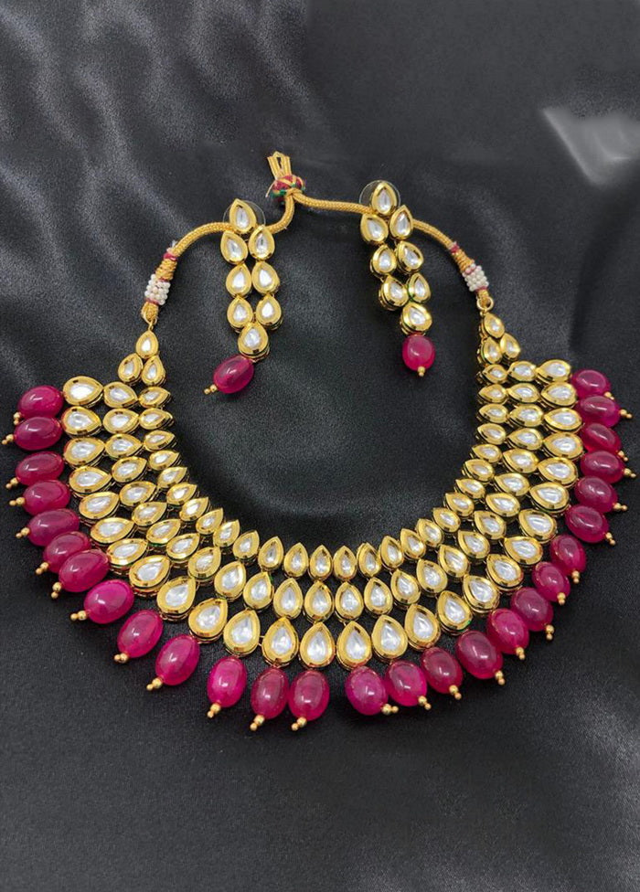 Hand Crafted Base Metal Alloy Gold Plated Kundan Stone Studded Jewellery Sets