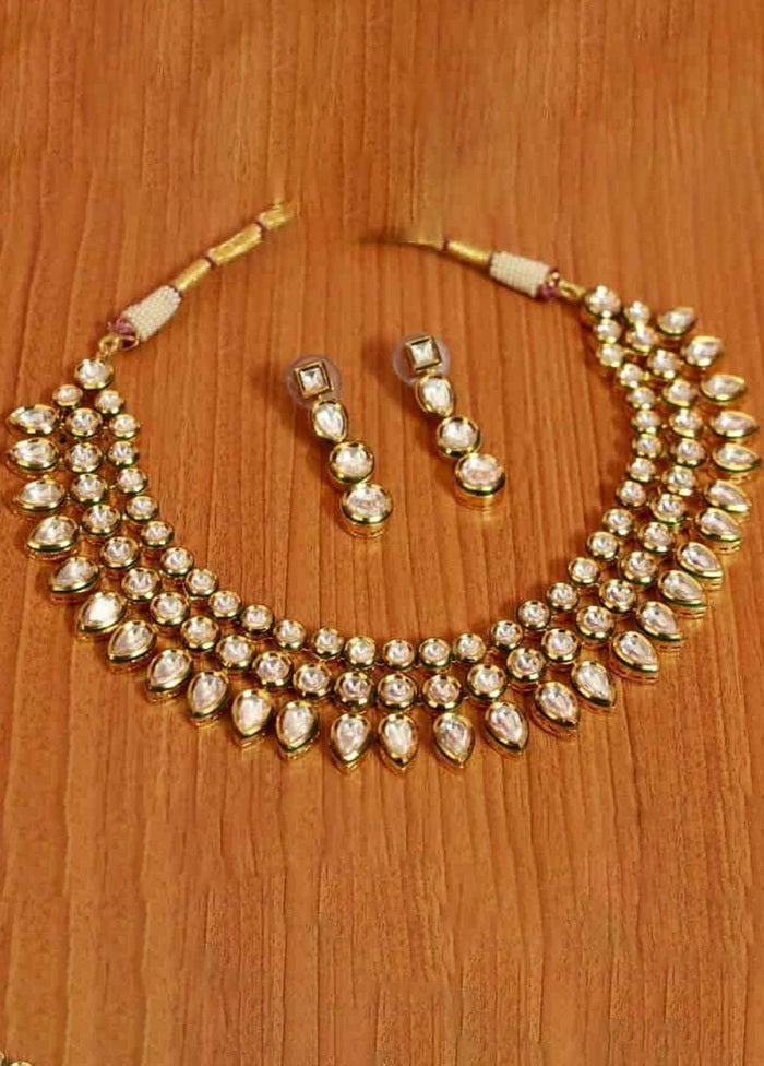 Hand Crafted Base Metal Alloy Gold Plated Kundan Stone Studded Jewellery Sets