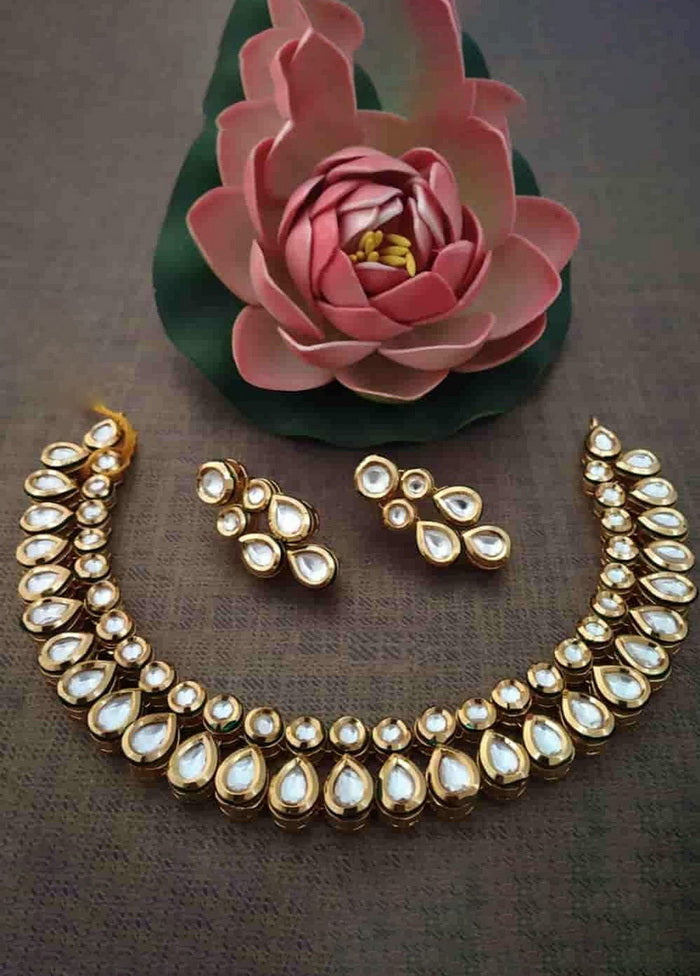 Hand Crafted Base Metal Alloy Gold Plated Kundan Stone Studded Jewellery Sets