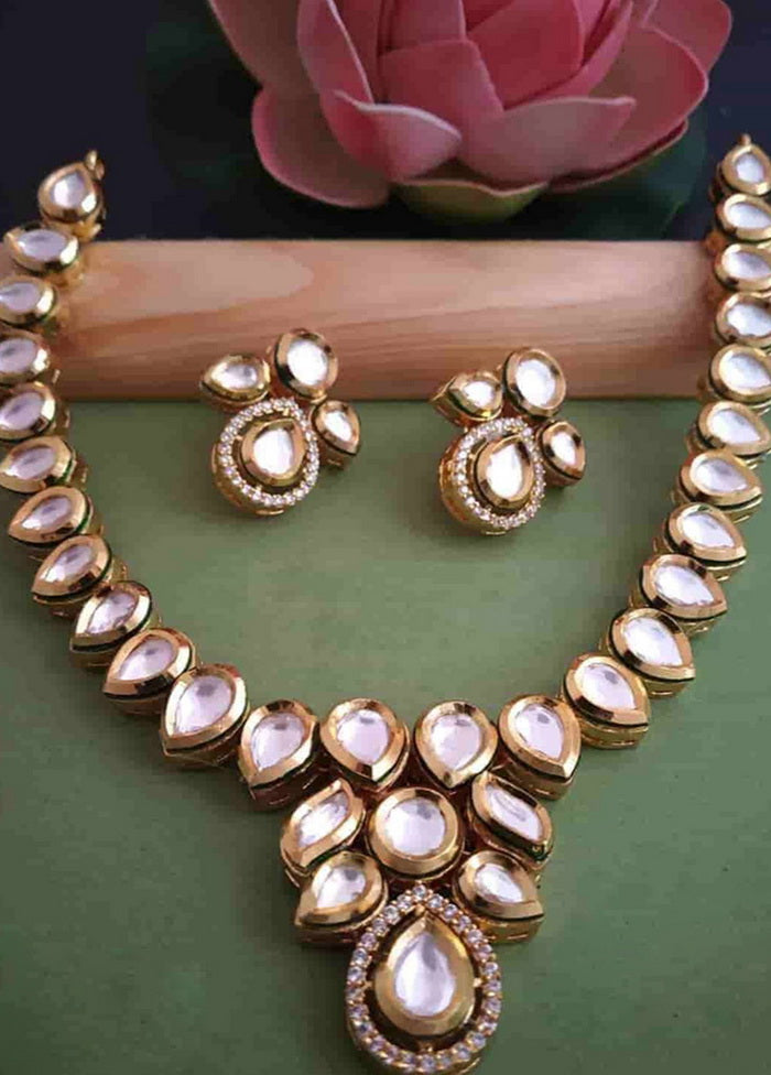 Hand Crafted Base Metal Alloy Gold Plated Kundan Stone Studded Jewellery Sets