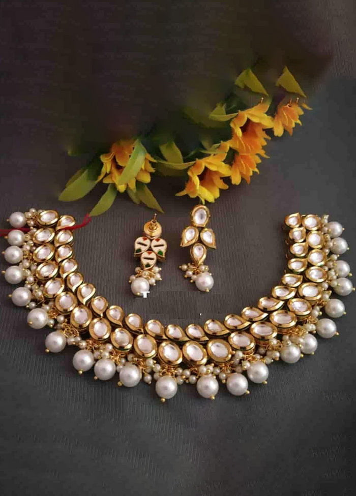 Hand Crafted Base Metal Alloy Gold Plated Kundan Stone Studded Jewellery Sets