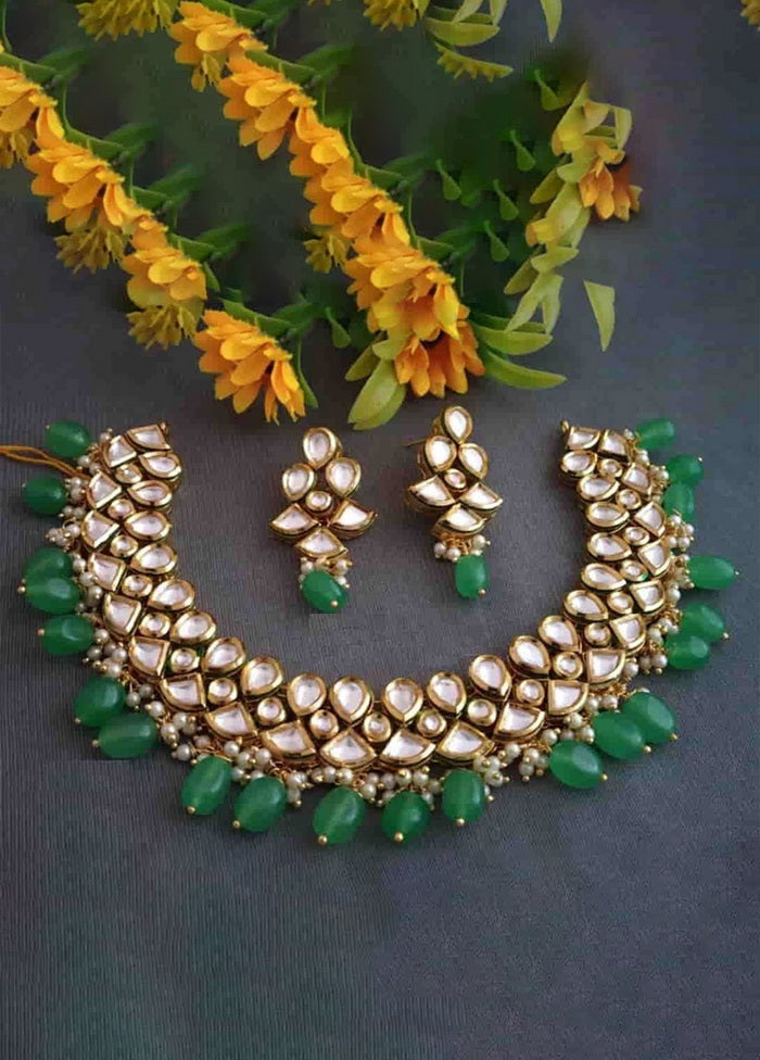 Hand Crafted Base Metal Alloy Gold Plated Kundan Stone Studded Jewellery Sets