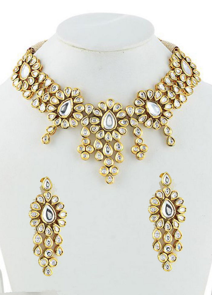 Hand Crafted Base Metal Alloy Gold Plated Kundan Stone Studded Jewellery Sets