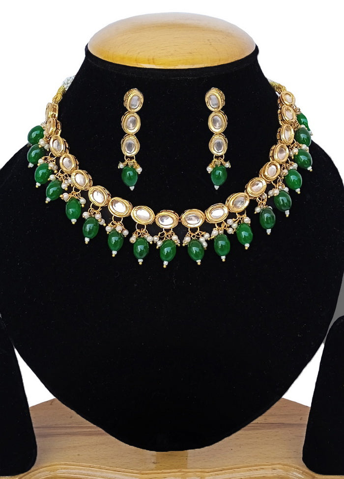 Green Kundan Work Alloy Necklace Set