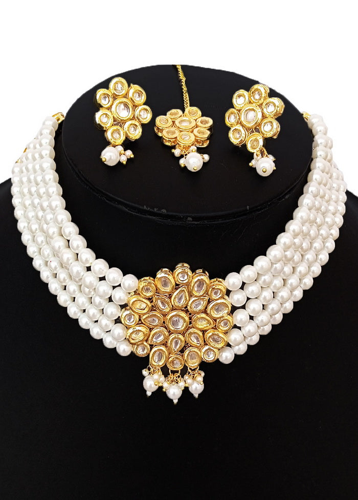 White Kundan Work Alloy Choker Set