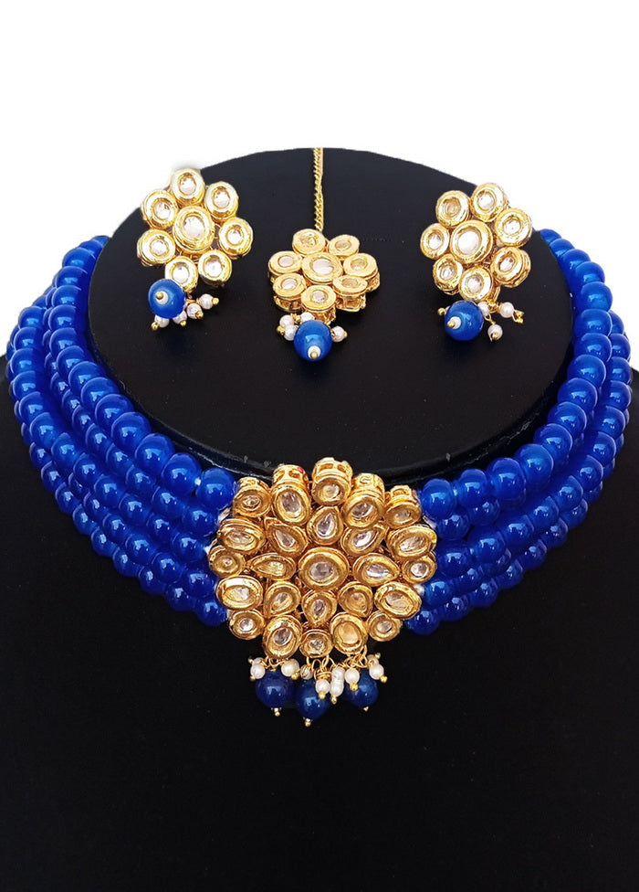 Blue Kundan Work Alloy Choker Set