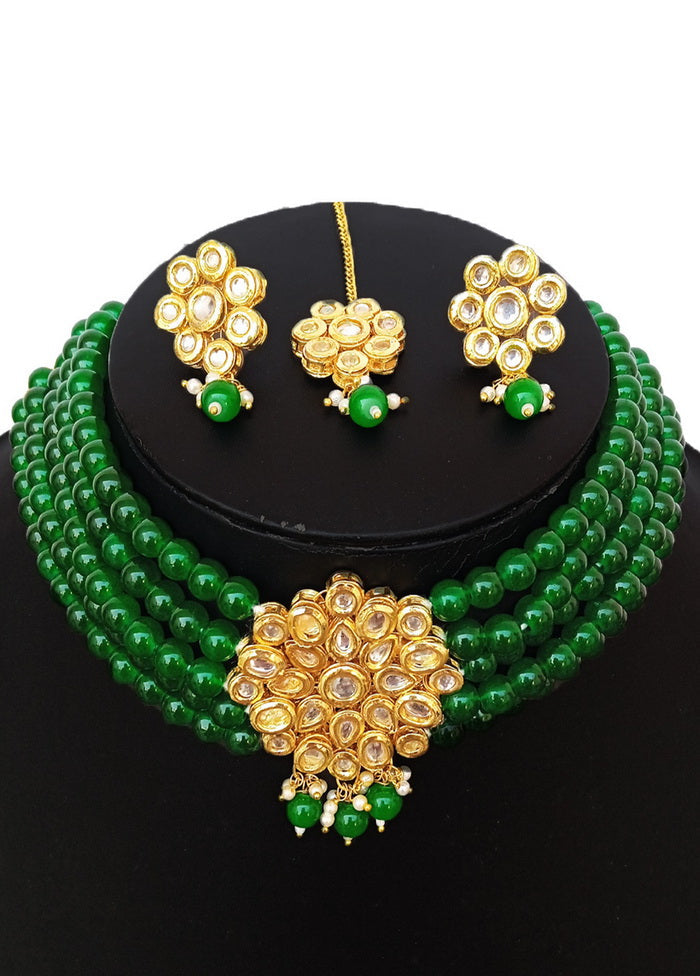 Green Kundan Work Alloy Choker Set