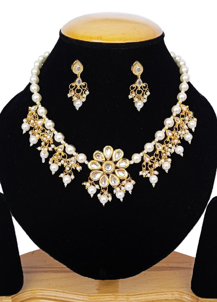 White Kundan Work Alloy Necklace Set