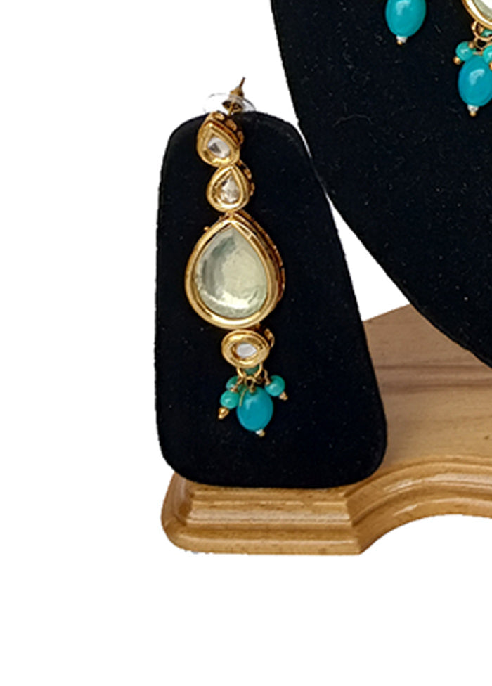 Blue Kundan Jewellery Set With Mangtika