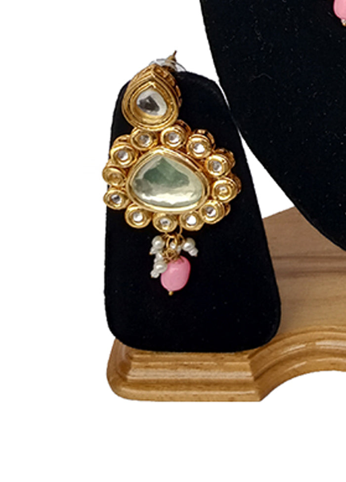 Pink Kundan Jewellery Set With Mangtika