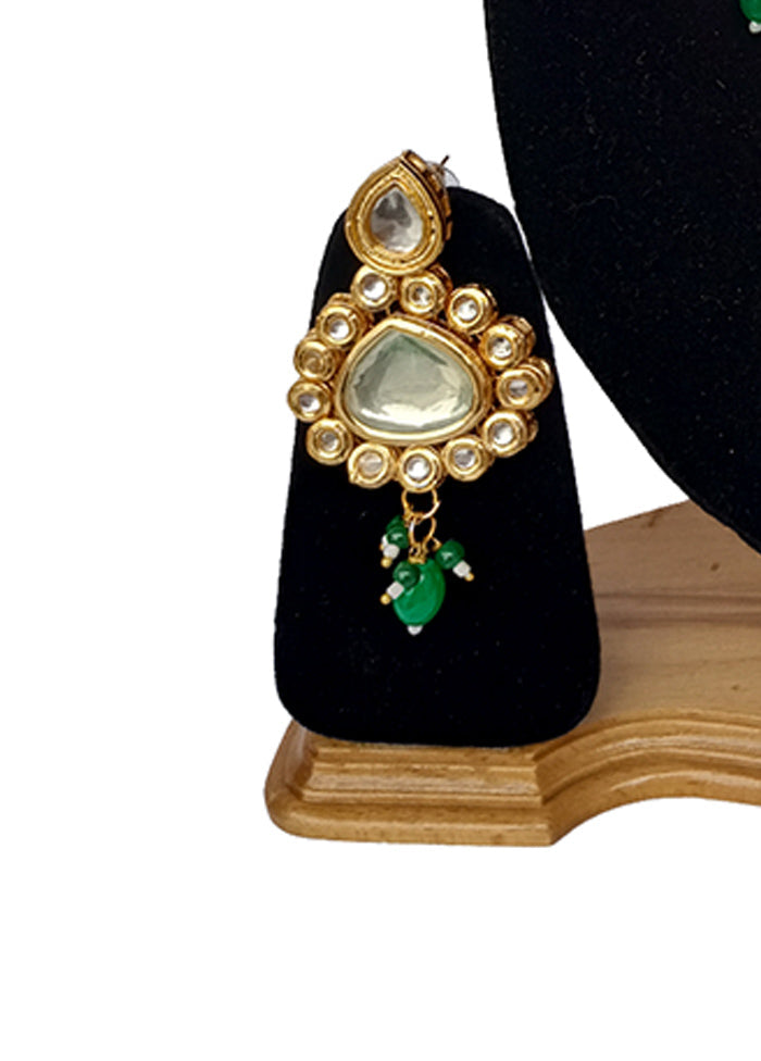 Green Kundan Jewellery Set With Mangtika