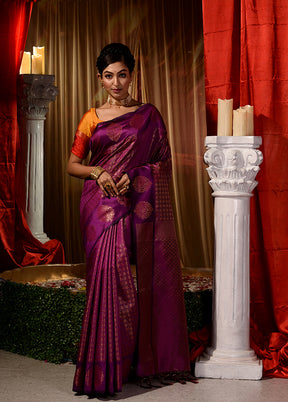 Purple Dupion Silk Saree With Blouse Piece