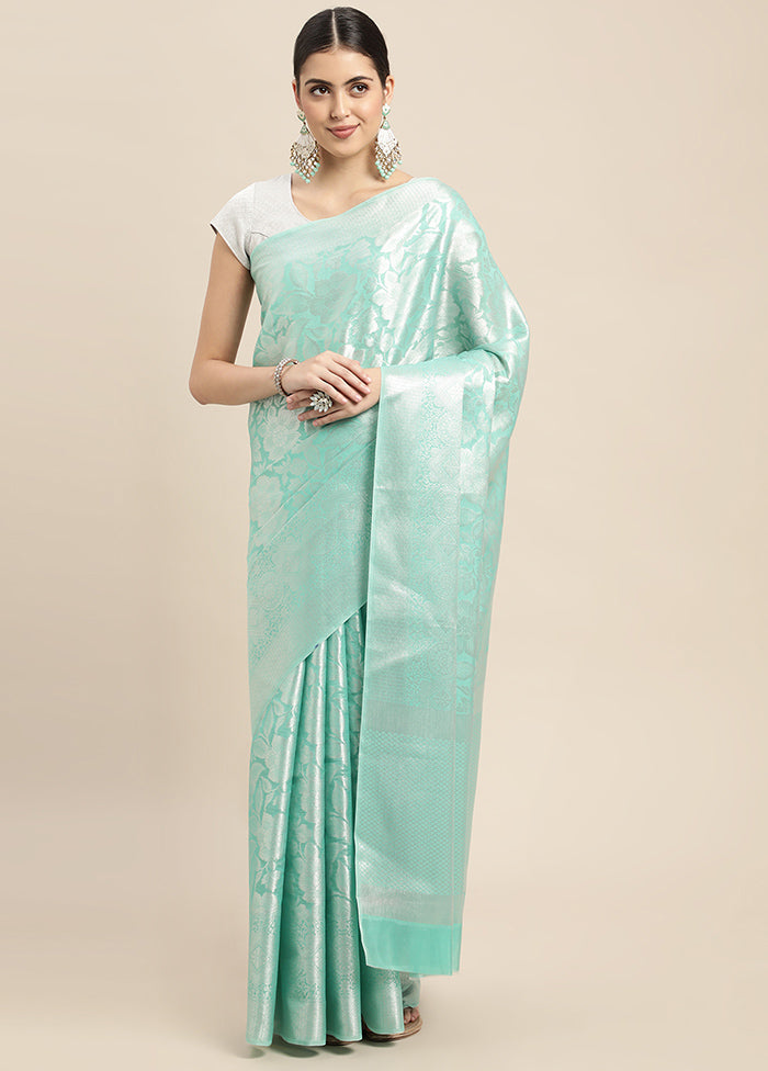 Green Dupion Silk Saree With Blouse Piece