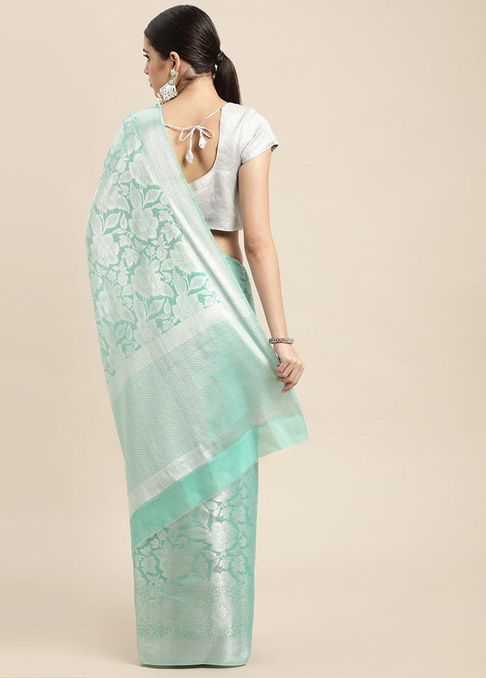 Green Dupion Silk Saree With Blouse Piece