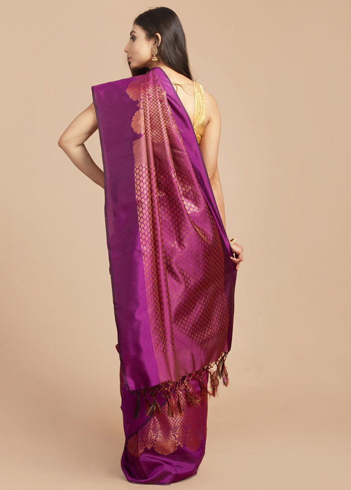 Magenta Dupion Silk Saree With Blouse Piece