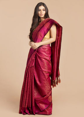 Pink Dupion Silk Saree With Blouse Piece