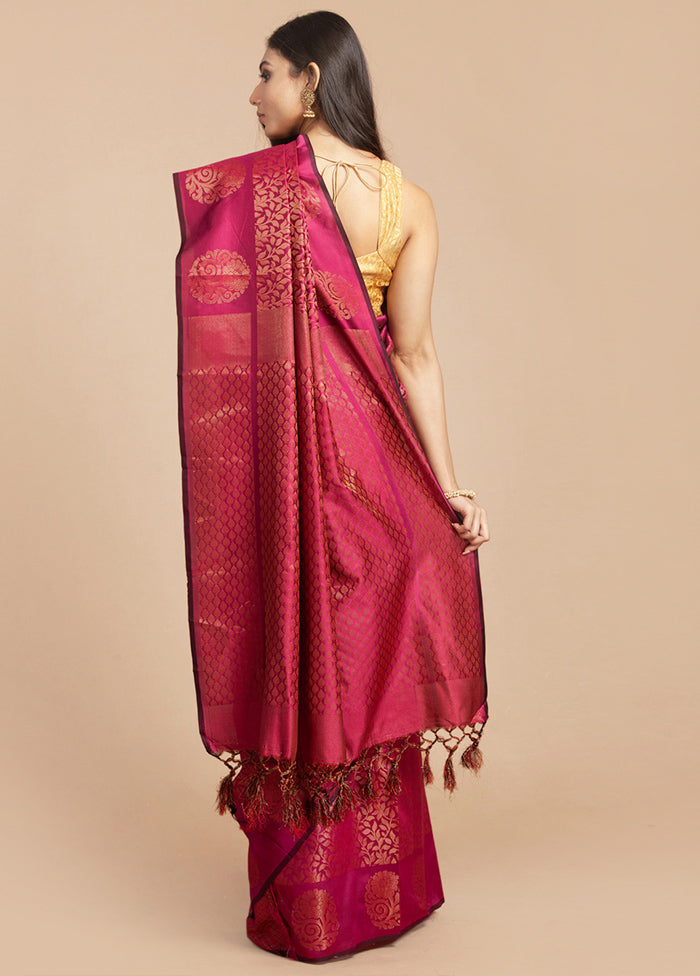 Pink Dupion Silk Saree With Blouse Piece