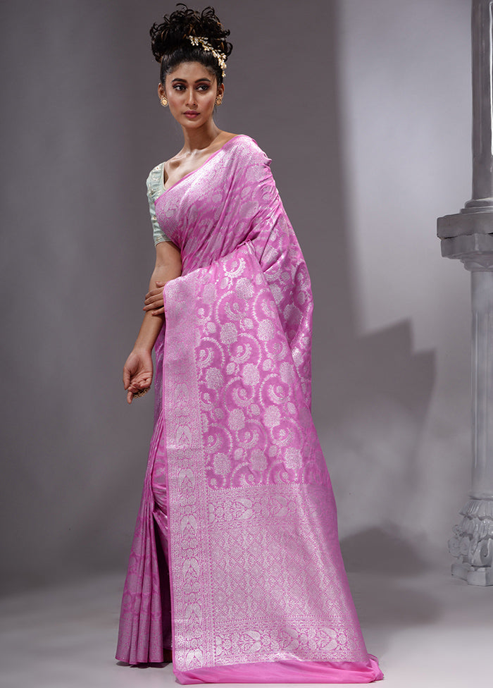 Pink Spun Silk Saree With Blouse Piece