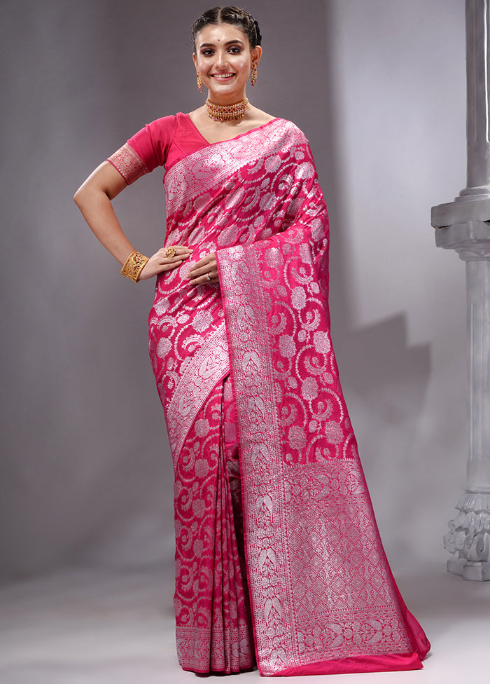 Pink Spun Silk Saree With Blouse Piece