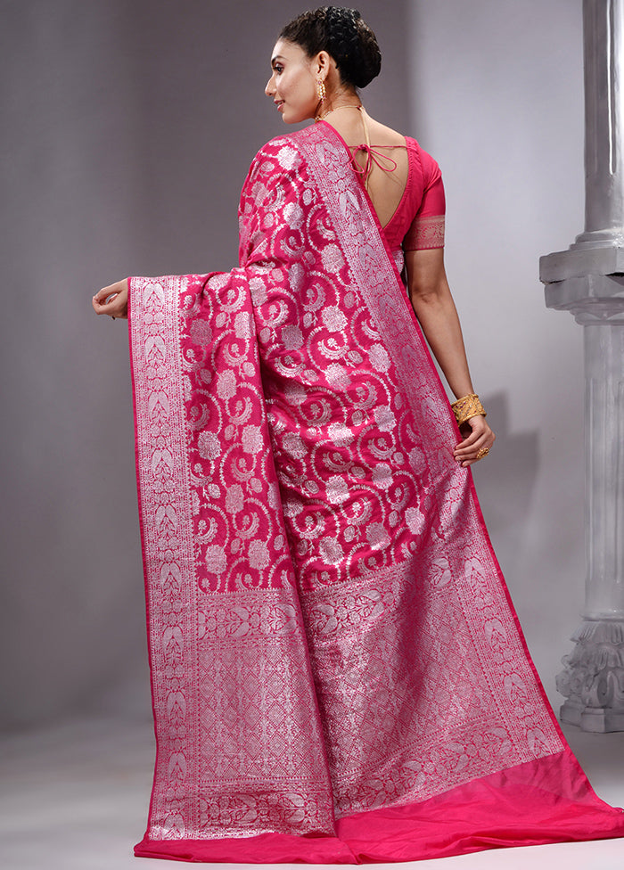 Pink Spun Silk Saree With Blouse Piece