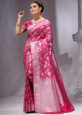 Pink Spun Silk Saree With Blouse Piece