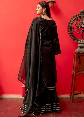 Black 3 Pc Silk Suit Set With Dupatta VDLL002270735 - Indian Silk House Agencies