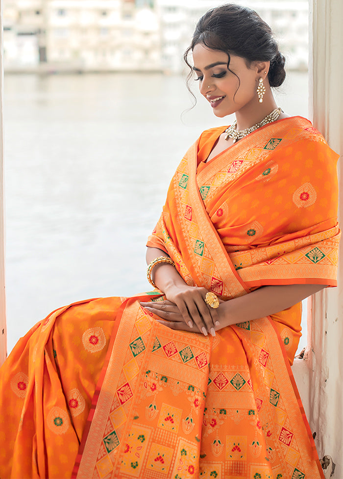 Mustard Spun Silk Saree With Blouse Piece