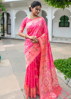 Light Pink Spun Silk Saree With Blouse Piece