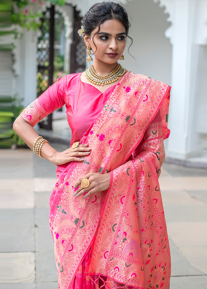 Light Pink Spun Silk Saree With Blouse Piece