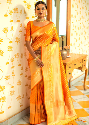 Mustard Spun Silk Saree With Blouse Piece