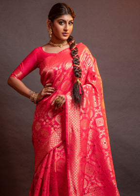 Pink Spun Silk Saree With Blouse Piece