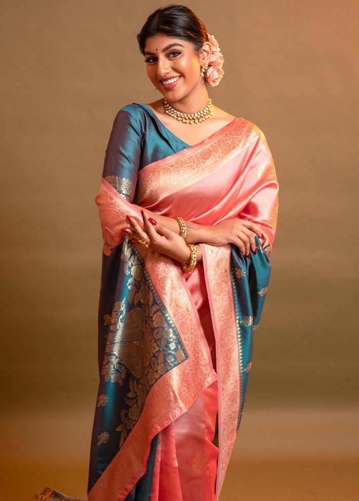 Blue Spun Silk Saree With Blouse Piece