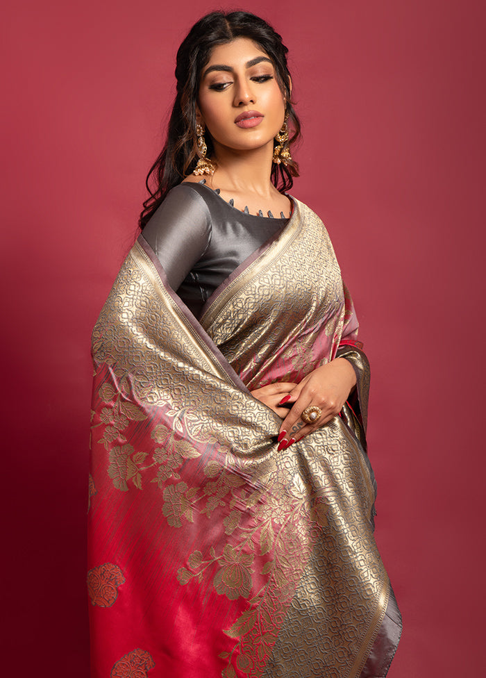 Rust Spun Silk Saree With Blouse Piece