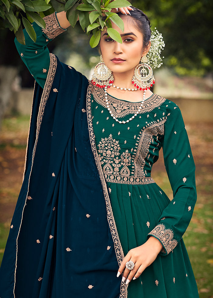 3 Pc Green Georgette Suit Set With Dupatta VDLL0404236 - Indian Silk House Agencies