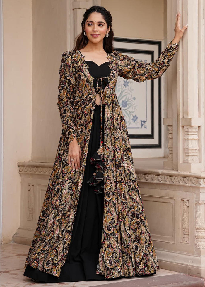 3 Pc Black Digital Printed Georgette Coord Set VDUF14082023 - Indian Silk House Agencies