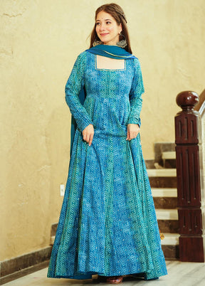 Blue Readymade Georgette Indian Dress