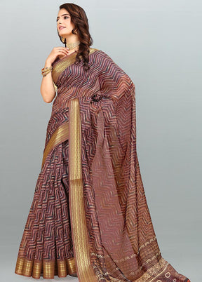 Wine Cotton Saree With Blouse Piece