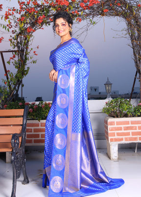 Blue Spun Saree With Blouse Piece