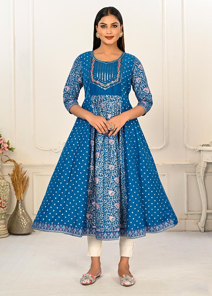 Blue Readymade Cotton Kurti