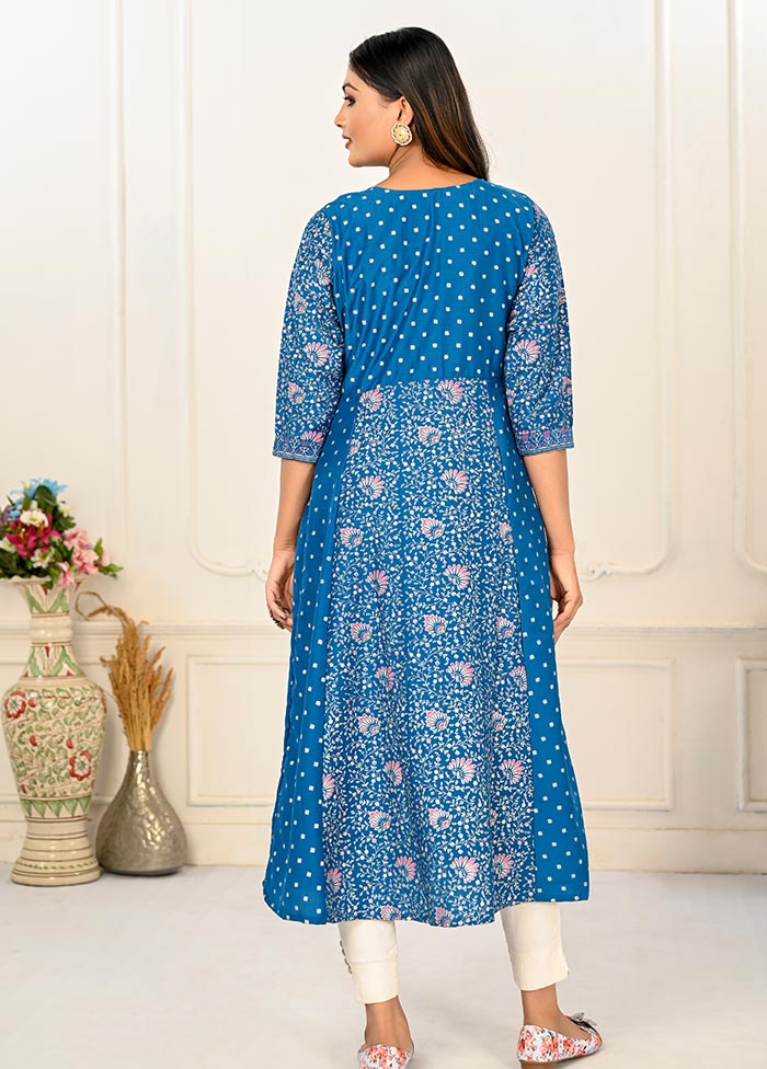 Blue Readymade Cotton Kurti