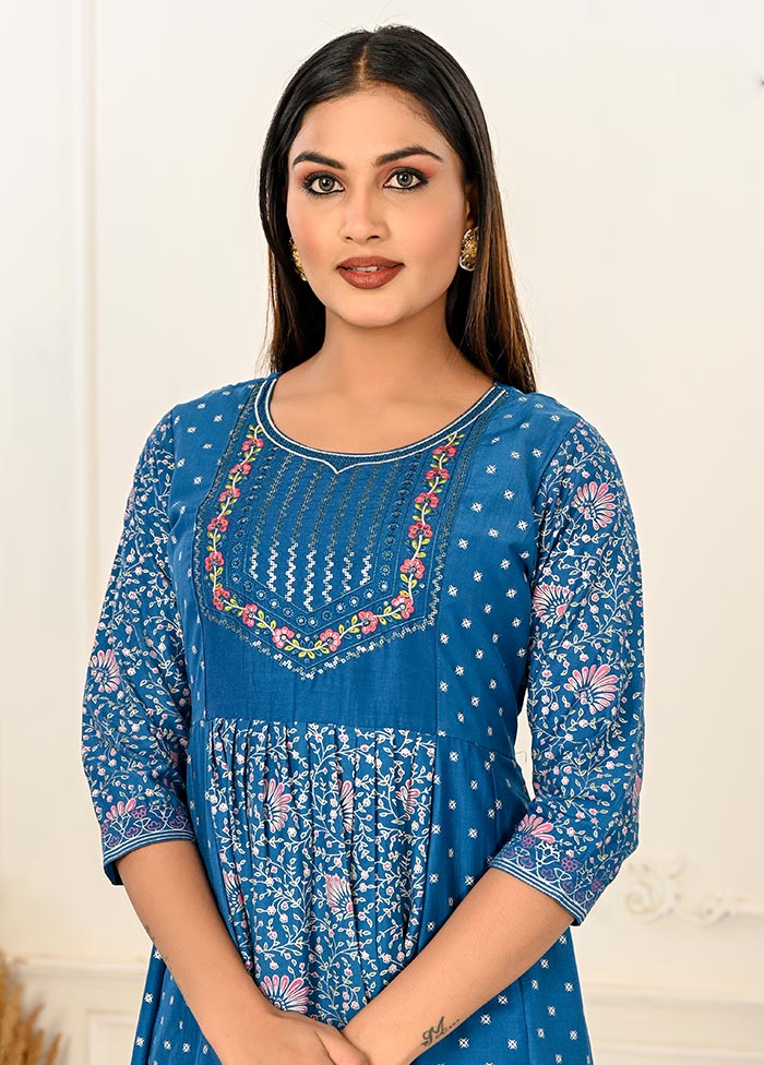 Blue Readymade Cotton Kurti