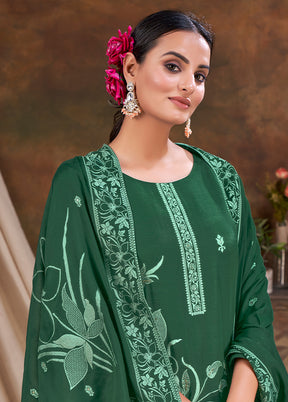 3 Pc Green Readymade Silk Suit Set