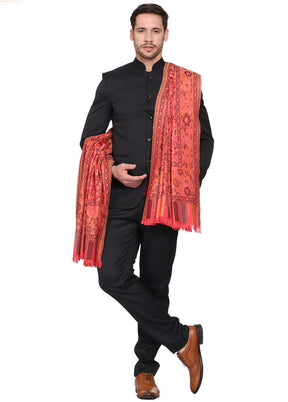 Red Acrylic Wool Woven Shawl