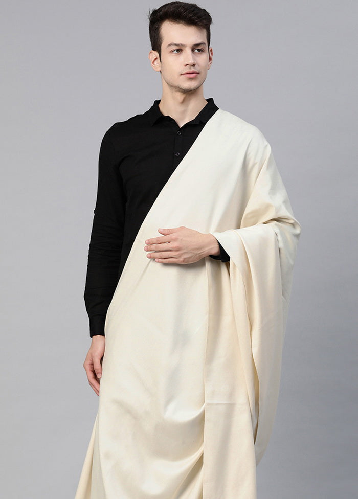 White Poly Wool Solid Shawl