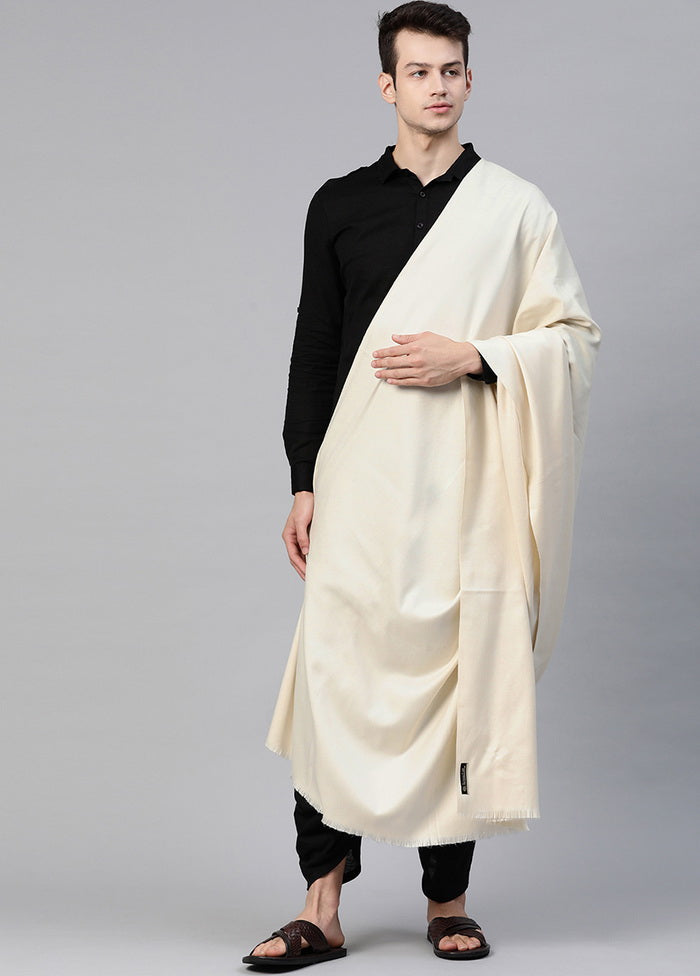 White Poly Wool Solid Shawl