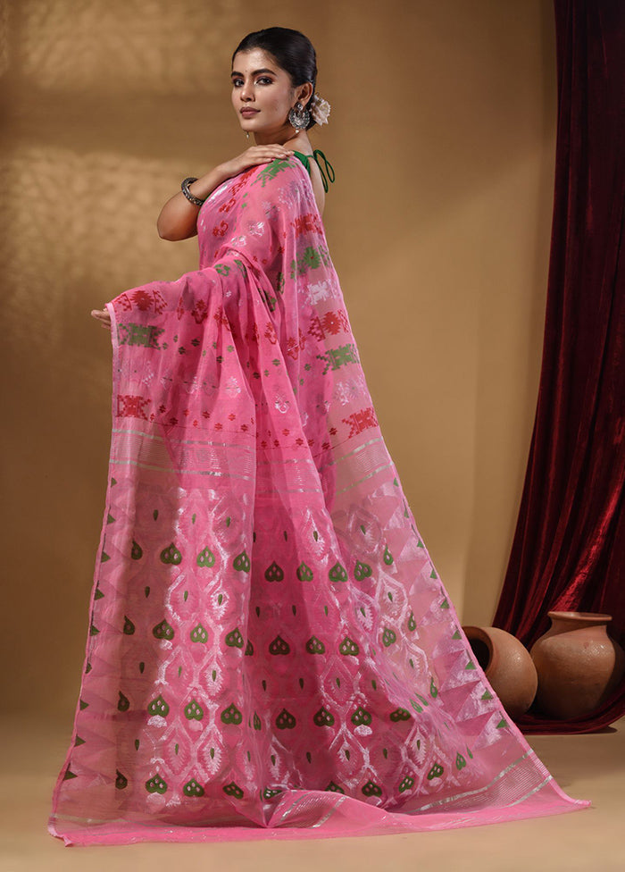 Pink Tant Jamdani Saree With Blouse Piece