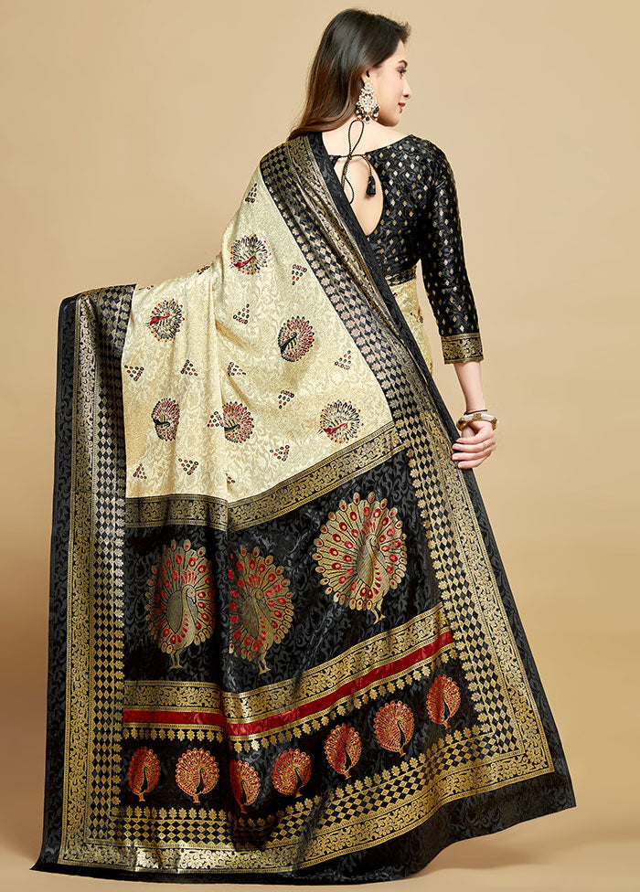 Beige Spun Silk Saree With Blouse Piece